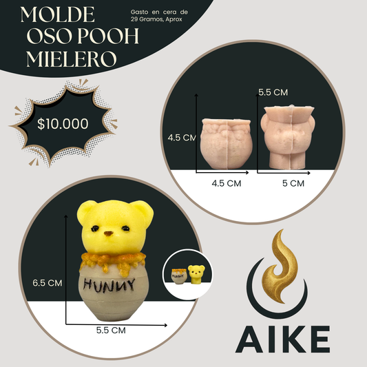 Molde Oso Pooh Mielero para Velas | Molde Infantil Decorativo