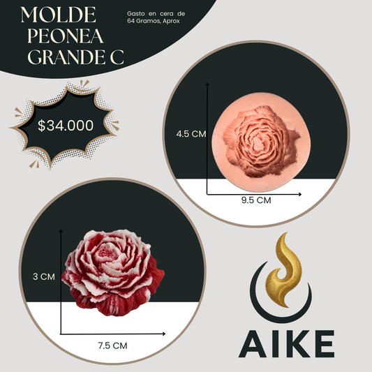 Molde Peonía Grande para Velas Artesanales y Aromáticas | Molde de Silicona 3D Decorativo