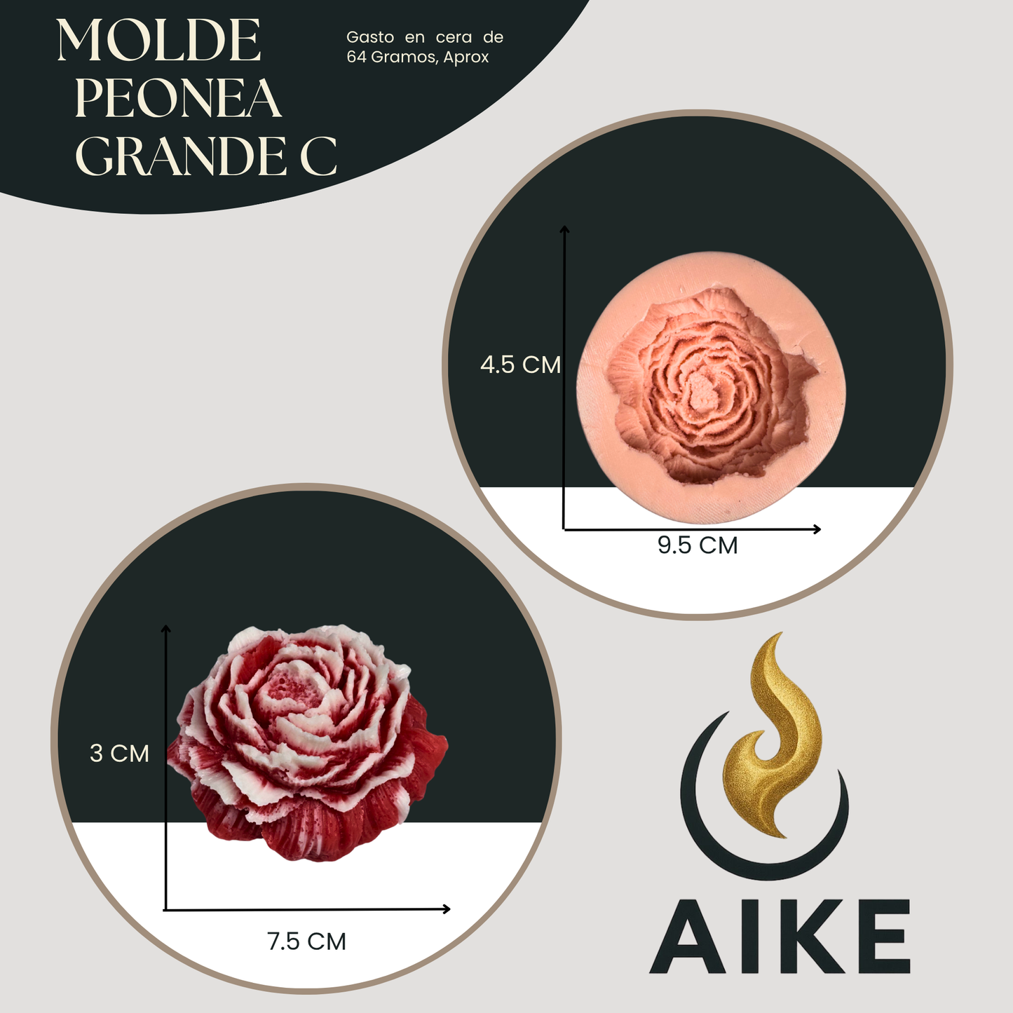 Molde Peonía Grande para Velas Artesanales y Aromáticas | Molde de Silicona 3D Decorativo