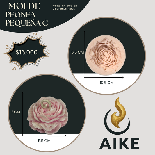 Molde Peonía Pequeña para Velas Artesanales y Aromáticas | Molde de Silicona 3D Decorativo