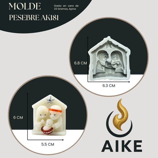 Molde de Silicona Pesebre AK181 para Velas | Molde 2D Premium