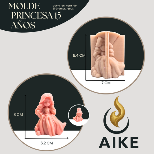 Molde Princesa 15 Años para Velas | Molde de Silicona Decorativo 3D