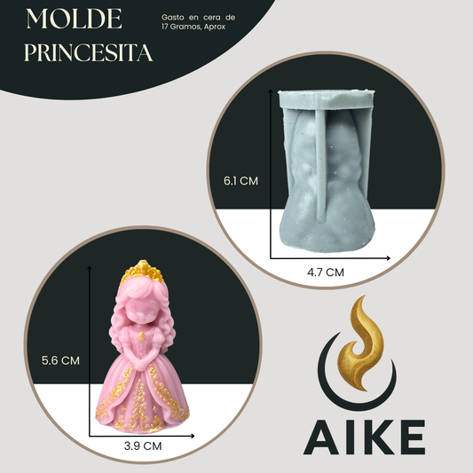 Molde de Silicona Princesita para Velas | Molde 3D Premium Decorativo