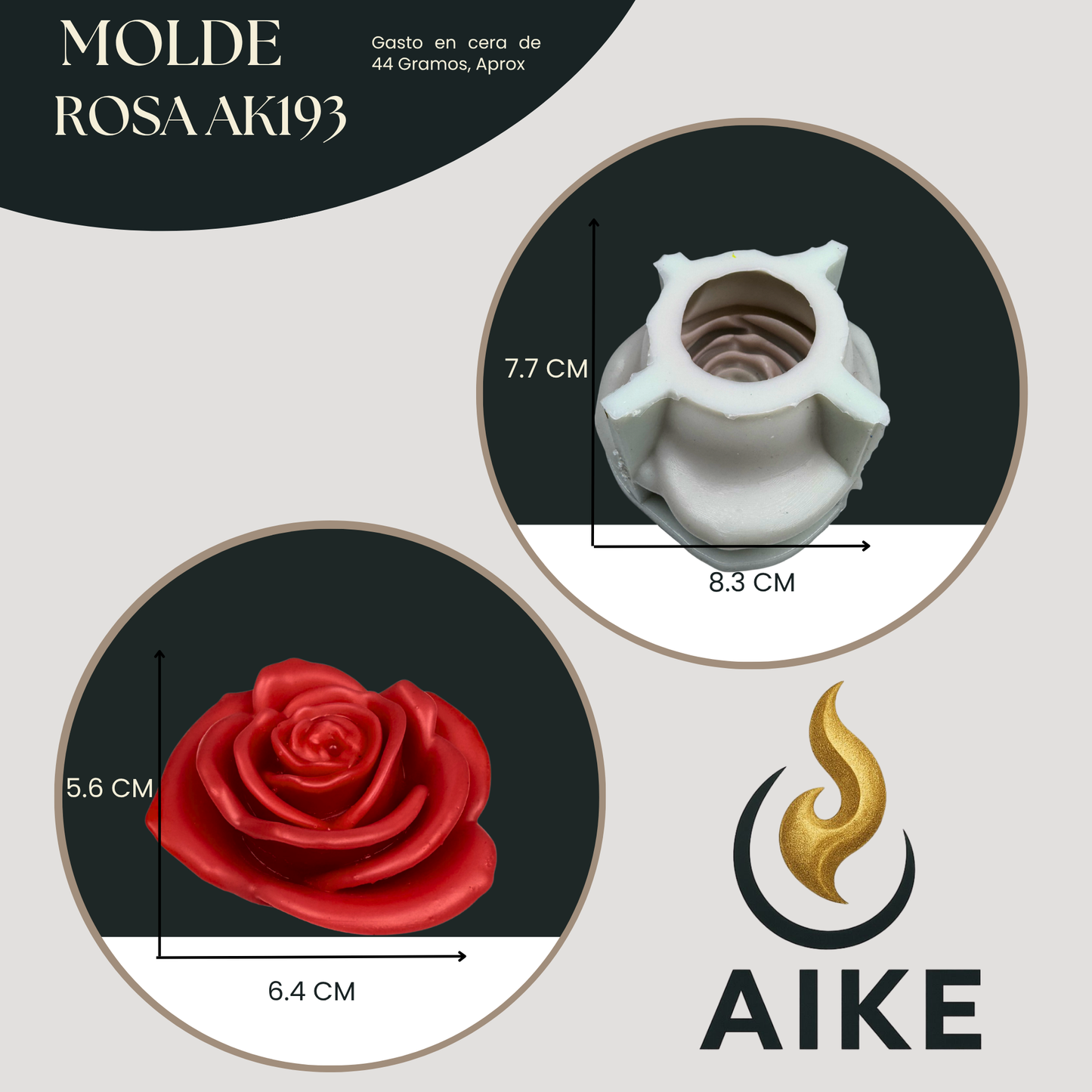 Molde de Silicona Rosa AK193 para Velas | Molde 3D Premium