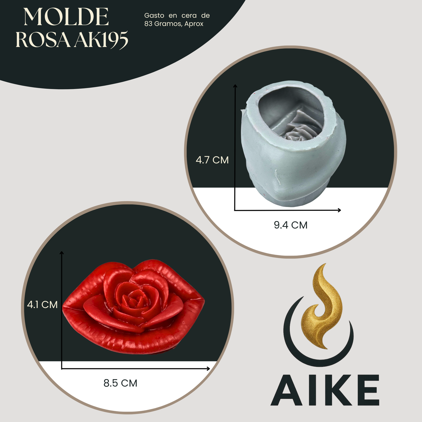 Molde de Silicona Rosa AK195 para Velas | Molde 3D Premium