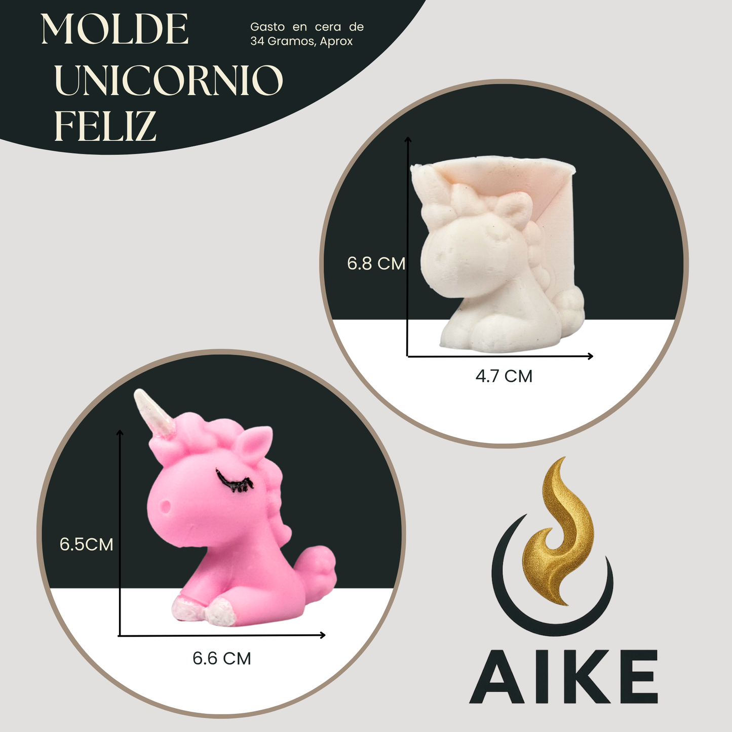 Molde Unicornio Bebé para Velas Decorativas | Molde 3D en Silicona Alta Calidad