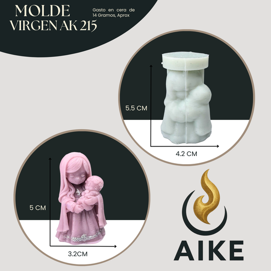 Molde de Silicona Virgen AK215 para Velas | Molde 3D Premium Religioso