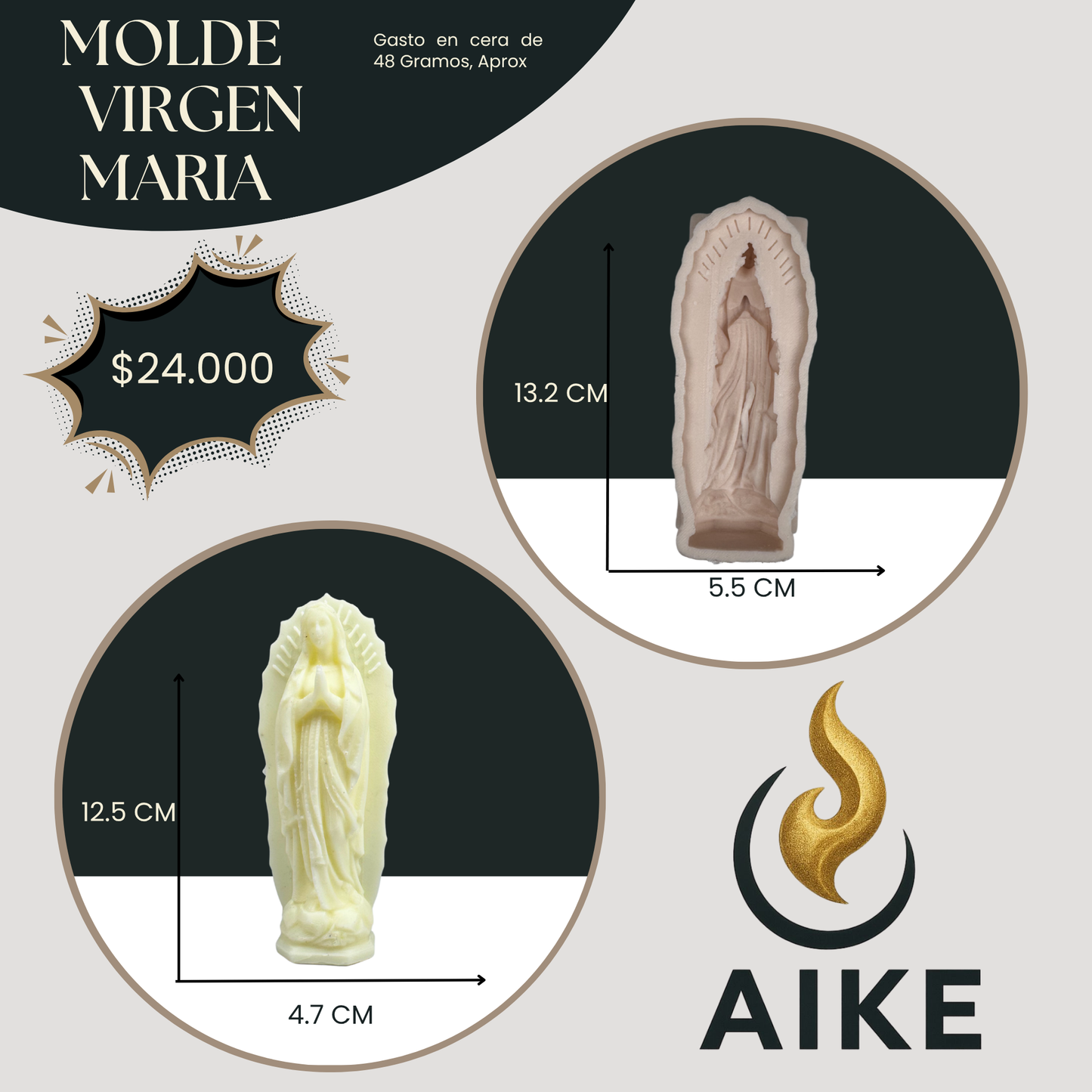 Molde de Silicona Virgen María para Velas Artesanales | Figura Religiosa 3D para Velas Decorativas