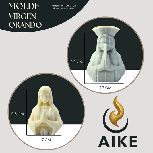 Molde de Silicona Virgen Orando para Velas | Molde 3D Premium