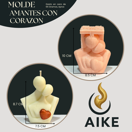 Molde Amantes con Corazón para Velas | Molde de Silicona 3D Decorativo Romántico