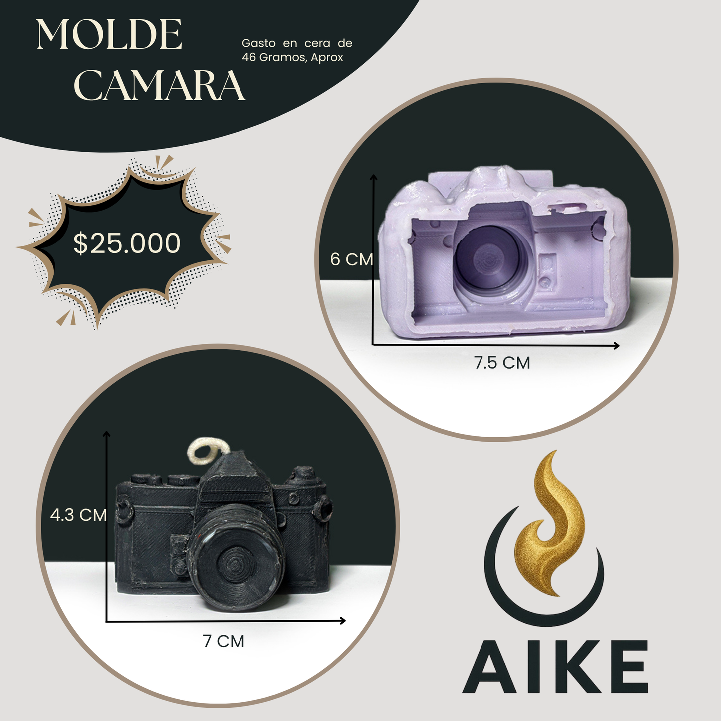 Molde Cámara para Velas Artesanales y Aromáticas | Molde de Silicona 3D Decorativo