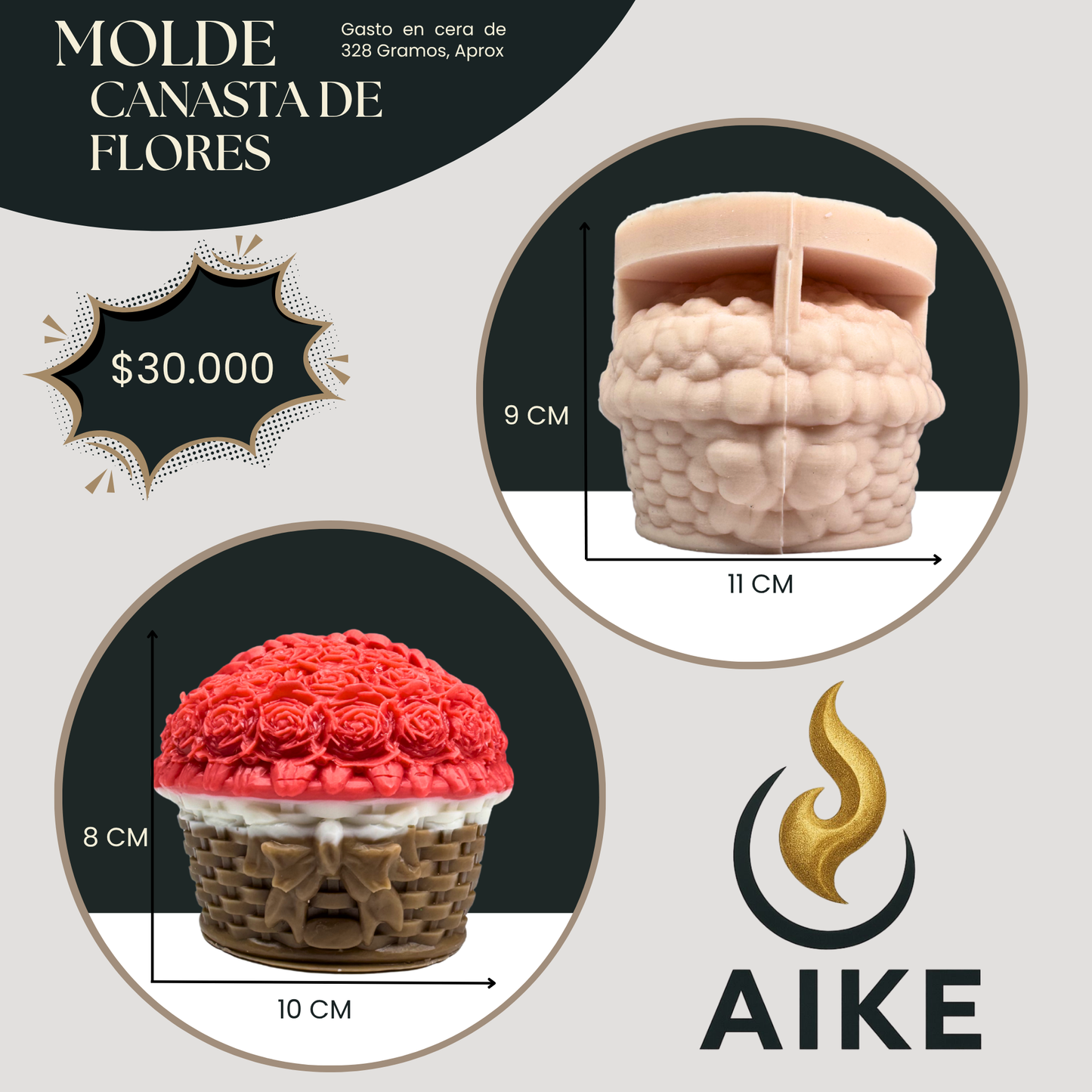 Molde Canasta de Flores para Velas Artesanales y Aromáticas | Molde de Silicona 3D Decorativo