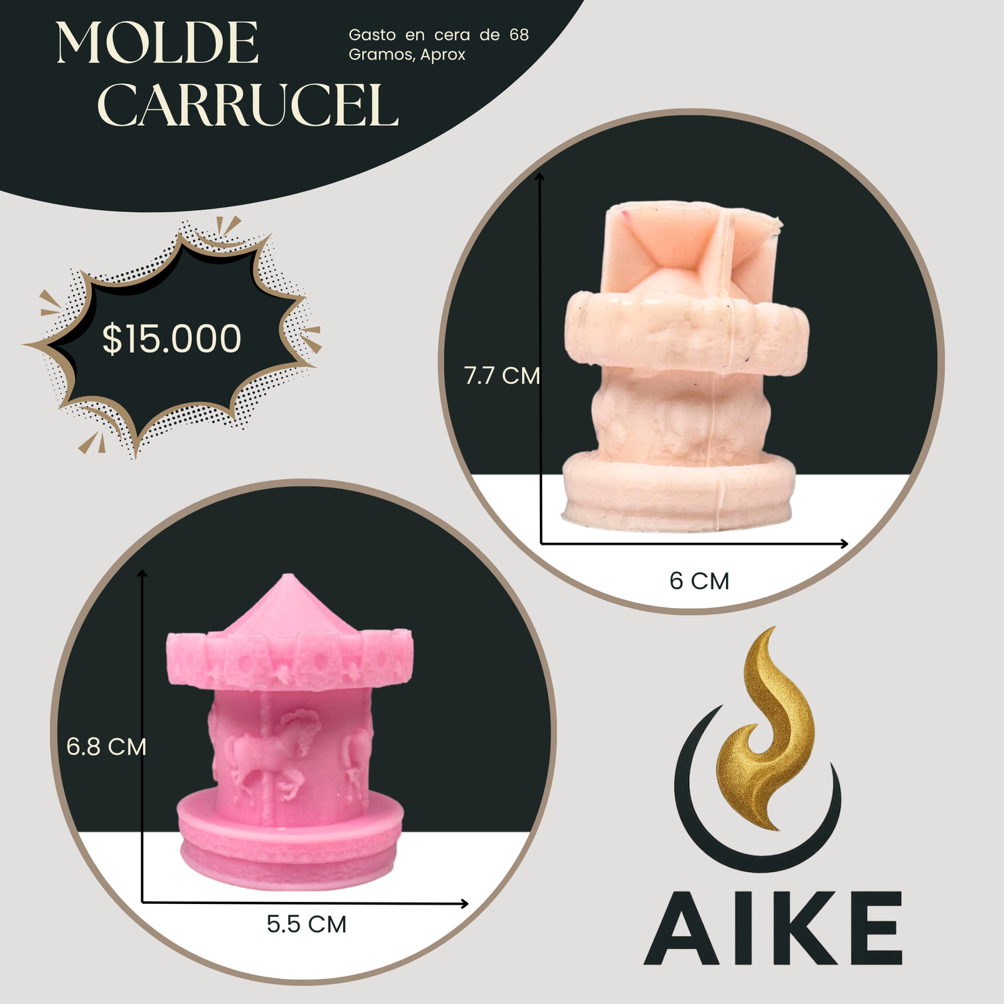 Molde Carrusel para Velas Artesanales y Aromáticas | Molde de Silicona 3D Decorativo