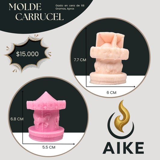 Molde Carrusel para Velas Artesanales y Aromáticas | Molde de Silicona 3D Decorativo