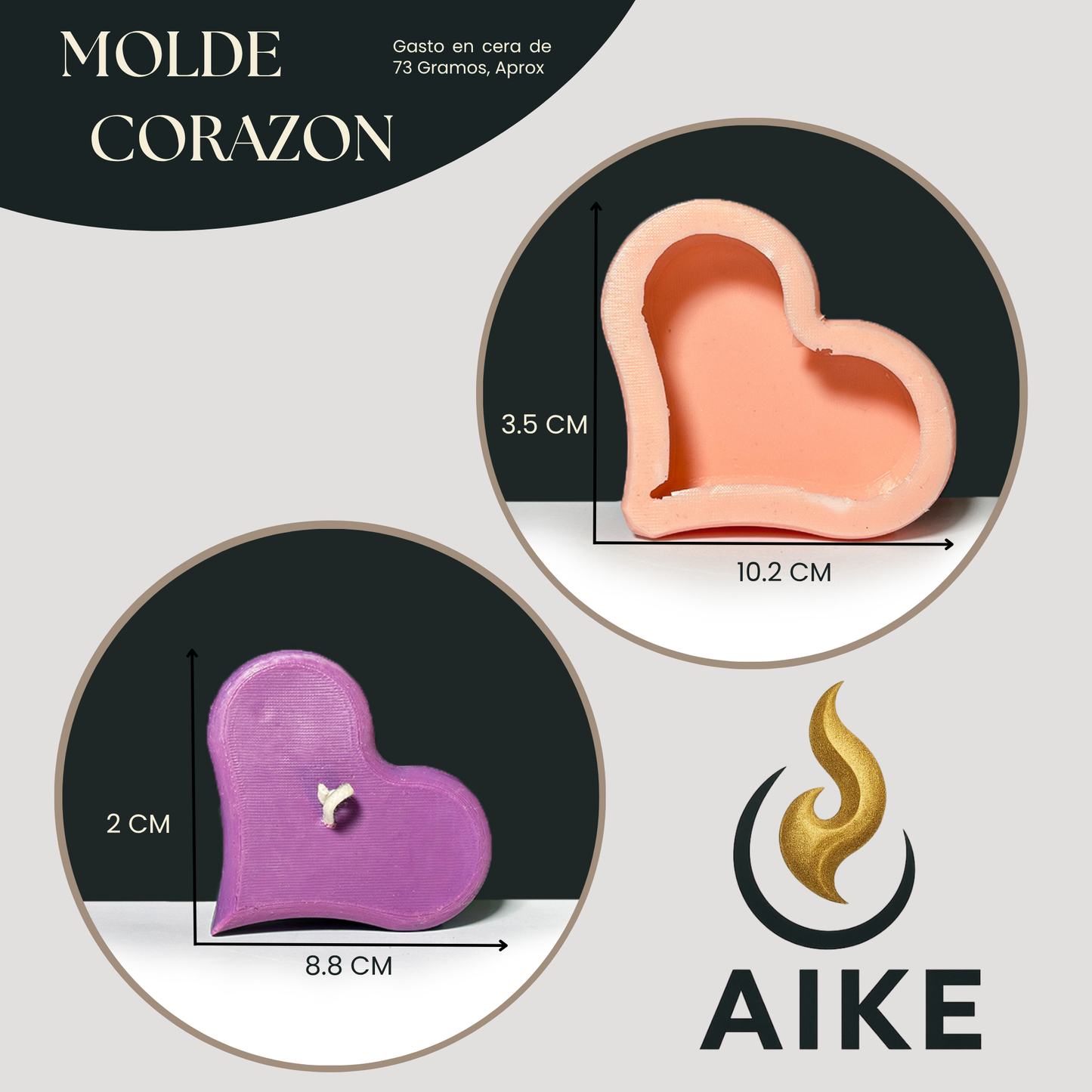 Molde Corazón para Velas Artesanales y Aromáticas | Molde de Silicona 3D Decorativo