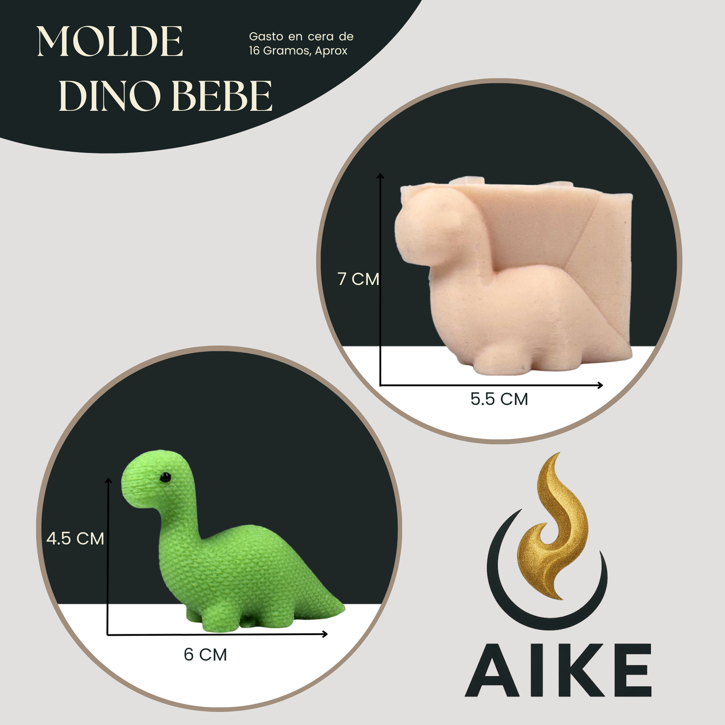 Molde Dinosaurio Bebé para Velas | Molde Infantil Decorativo en Silicona