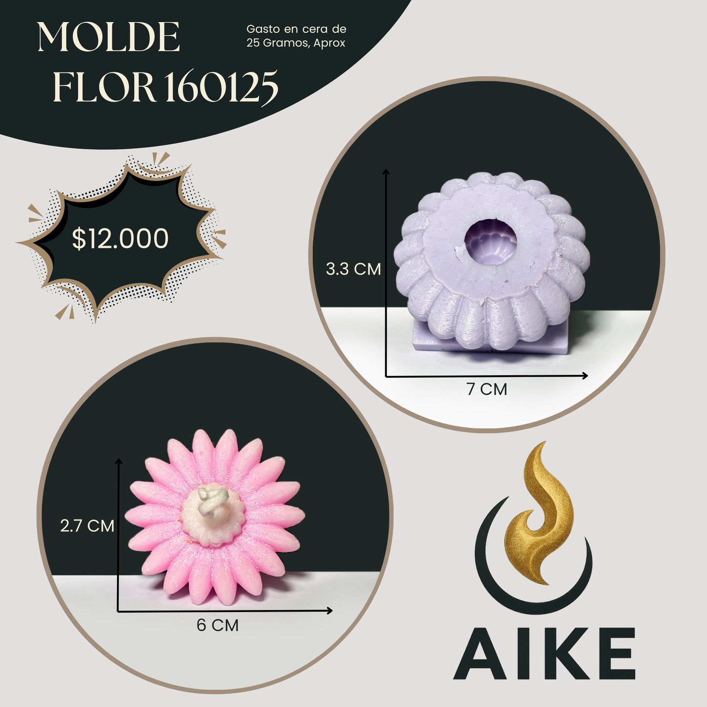 Molde Flor 160125 para Velas | Molde de Silicona Decorativo Tipo Margarita