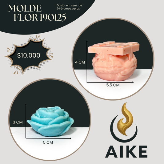 Molde Flor 190125 Tipo Rosa para Velas | Molde de Silicona 3D Decorativo