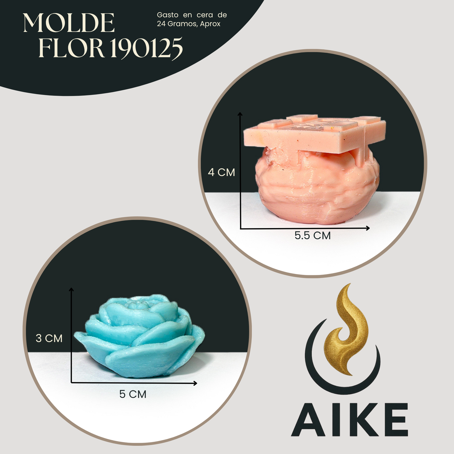 Molde Flor 190125 Tipo Rosa para Velas | Molde de Silicona 3D Decorativo