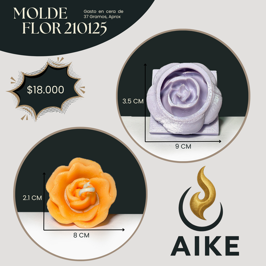 Molde Flor 210125 Tipo Rosa Grande para Velas | Molde de Silicona 3D Decorativo
