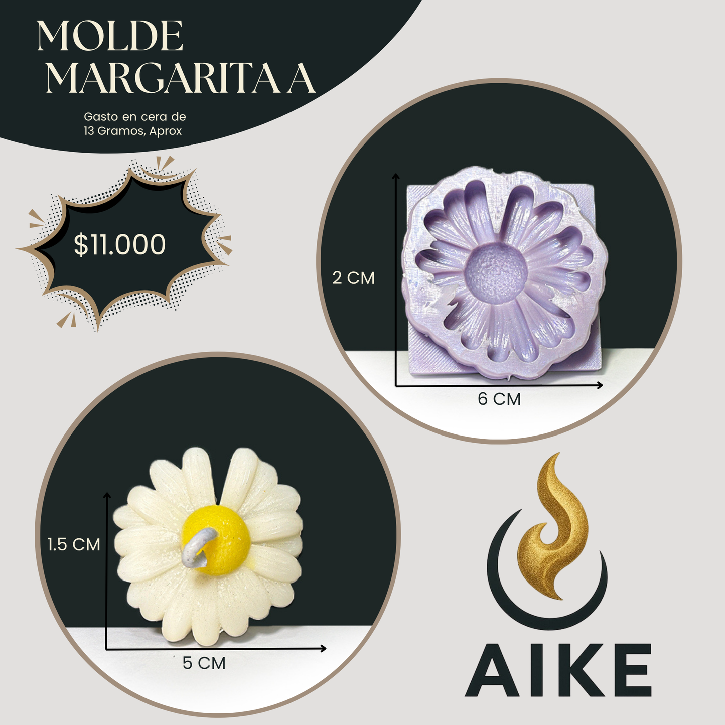 Molde Margarita A para Velas | Molde de Silicona  Floral Decorativo