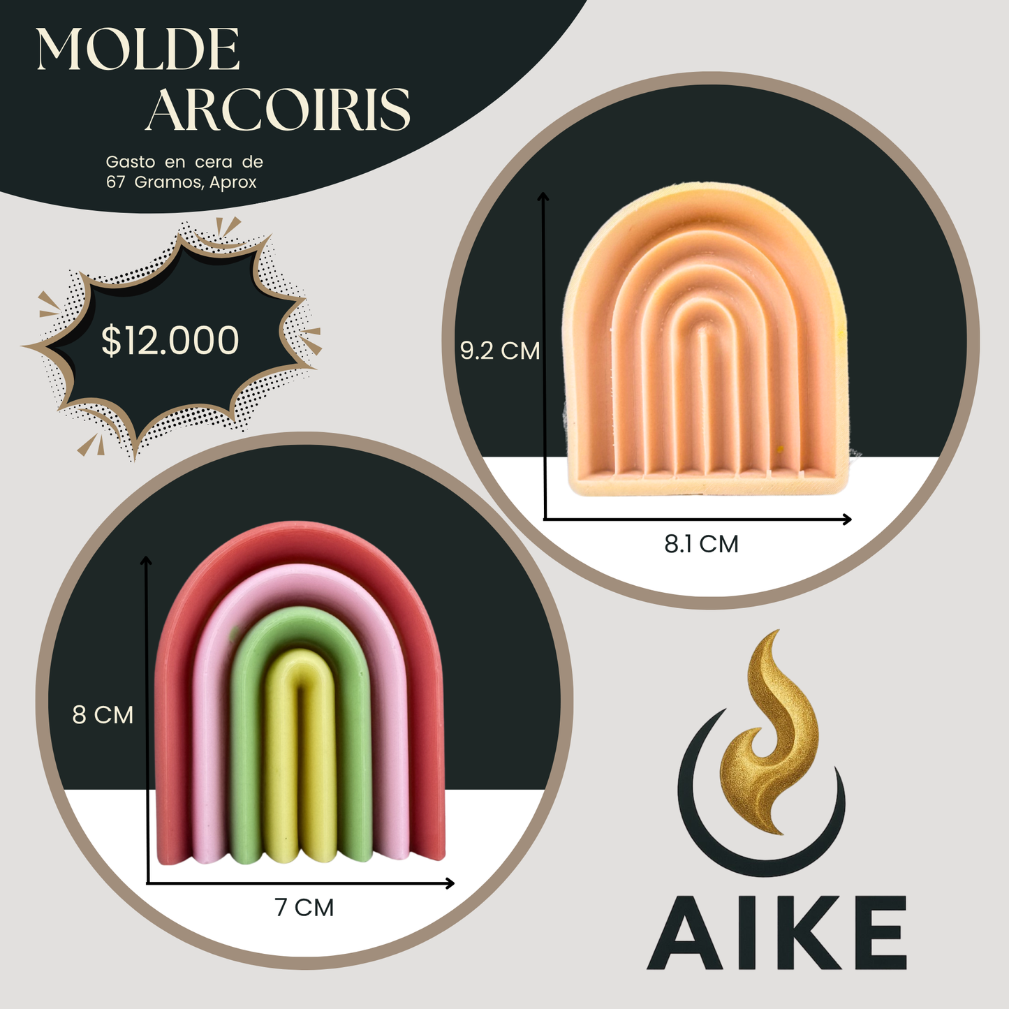 Molde Arcoíris para Velas Artesanales y Aromáticas | Molde de Silicona 3D Decorativo