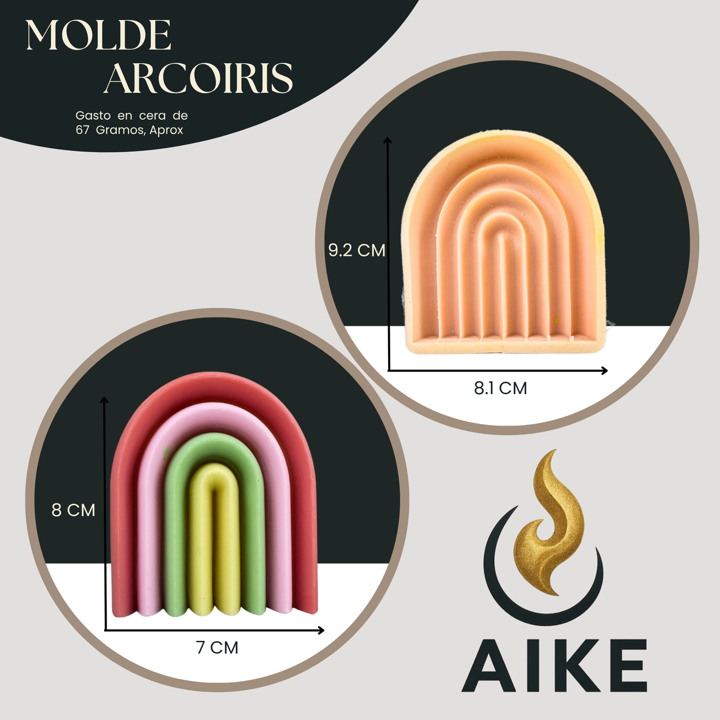 Molde Arcoíris para Velas Artesanales y Aromáticas | Molde de Silicona 3D Decorativo