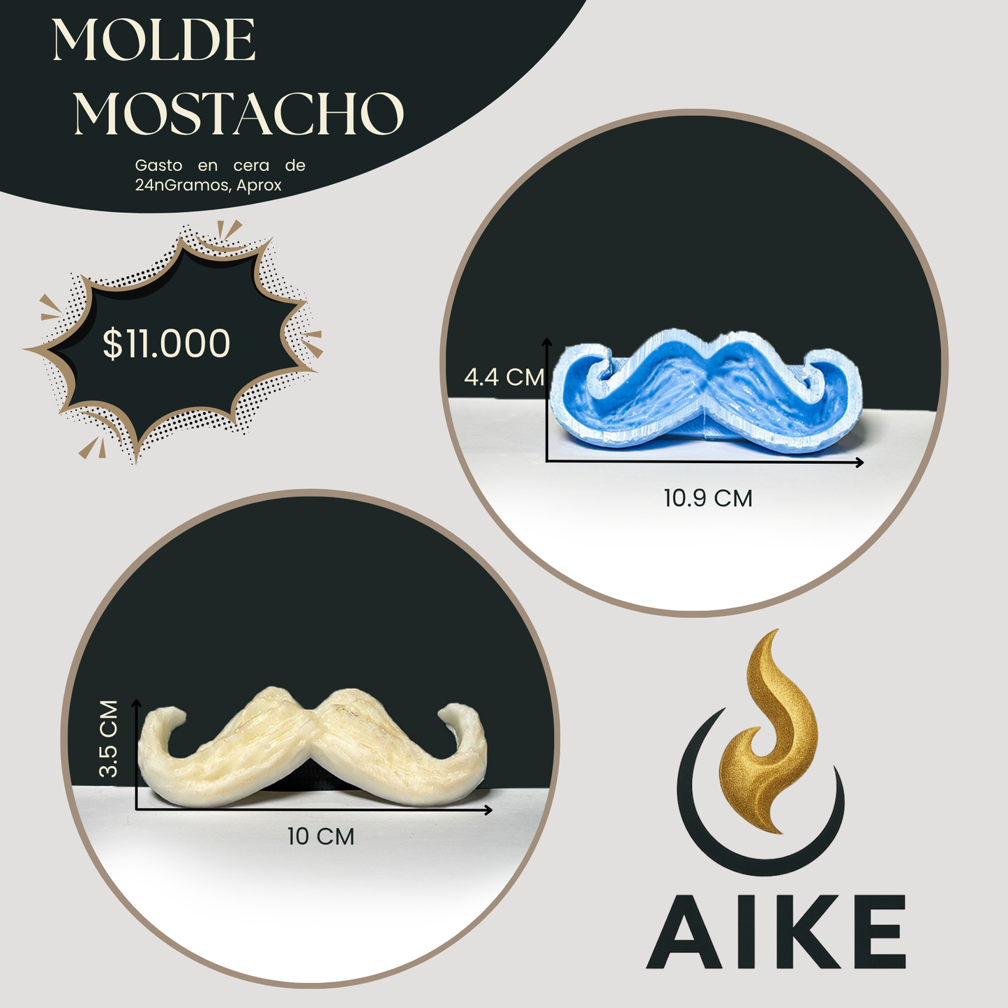 Molde Mostacho para Velas Artesanales | Molde de Silicona Decorativo Bigote 3D