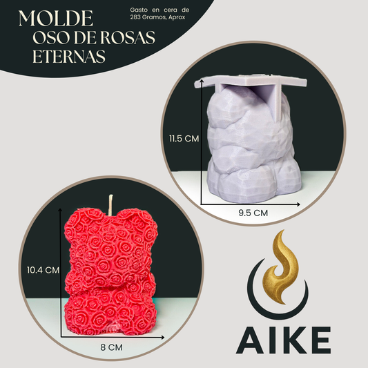 Molde Oso de Rosas Eternas para Velas | Molde de Silicona 3D Decorativo Premium