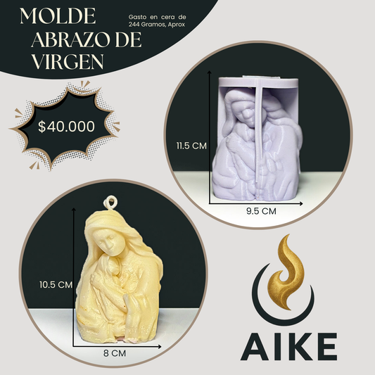 Molde Virgen con Bebé para Velas Artesanales y Aromáticas | Molde de Silicona 3D Decorativo