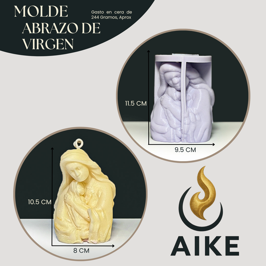 Molde Virgen con Bebé para Velas Artesanales y Aromáticas | Molde de Silicona 3D Decorativo