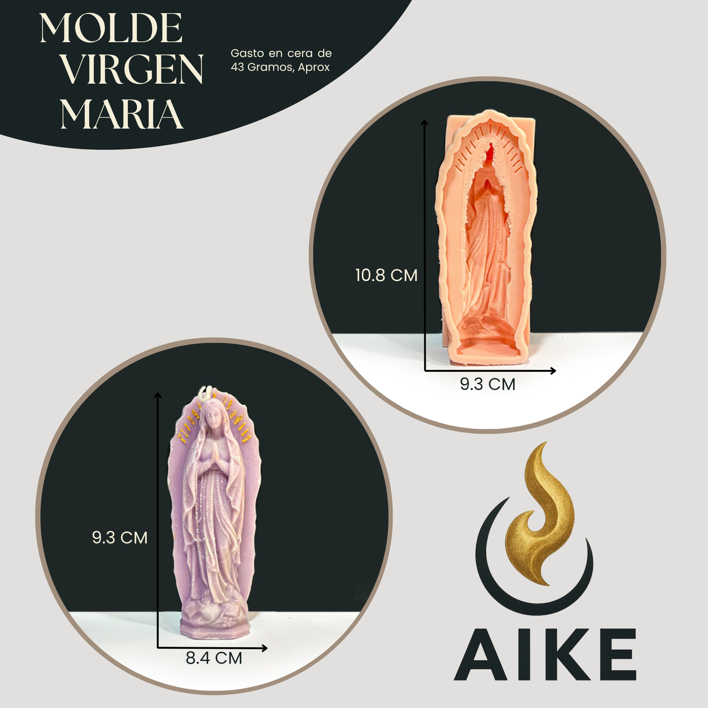 Molde de Silicona Virgen María para Velas Artesanales | Figura Religiosa 3D para Velas Decorativas