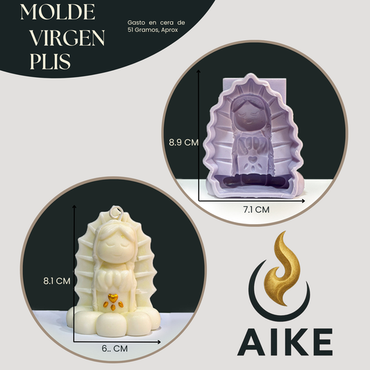 Molde Virgen Plis para Velas Artesanales y Aromáticas | Molde de Silicona 3D Decorativo