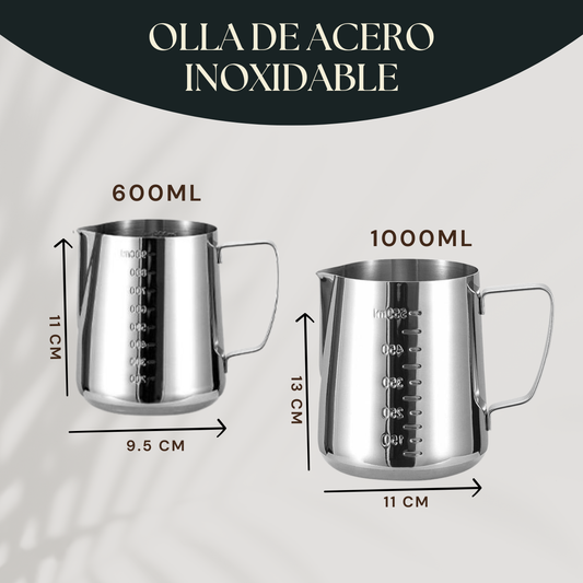 Jarra de Acero Inoxidable con Pico Vertedor | Recipiente Profesional para Verter Cera