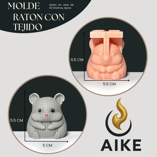 Molde Ratón Tejido para Velas | Molde Silicona 3D Efecto Crochet Decorativo