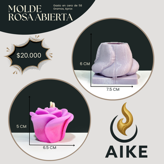 Molde Rosa Abierta para Velas | Molde de Silicona 3D Flor Decorativa Premium