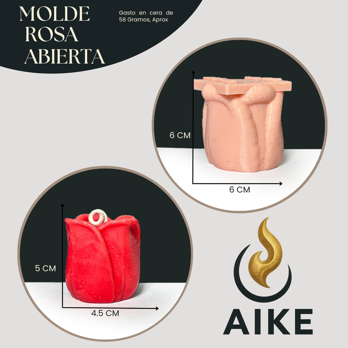 Molde Rosa Cerrada para Velas | Molde de Silicona 3D Flor Decorativa Premium