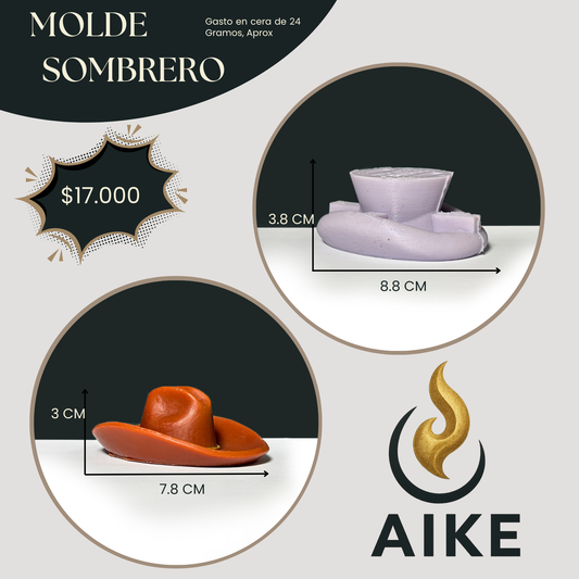 Molde Sombrero de Vaquero para Velas | Molde de Silicona Cowboy 3D