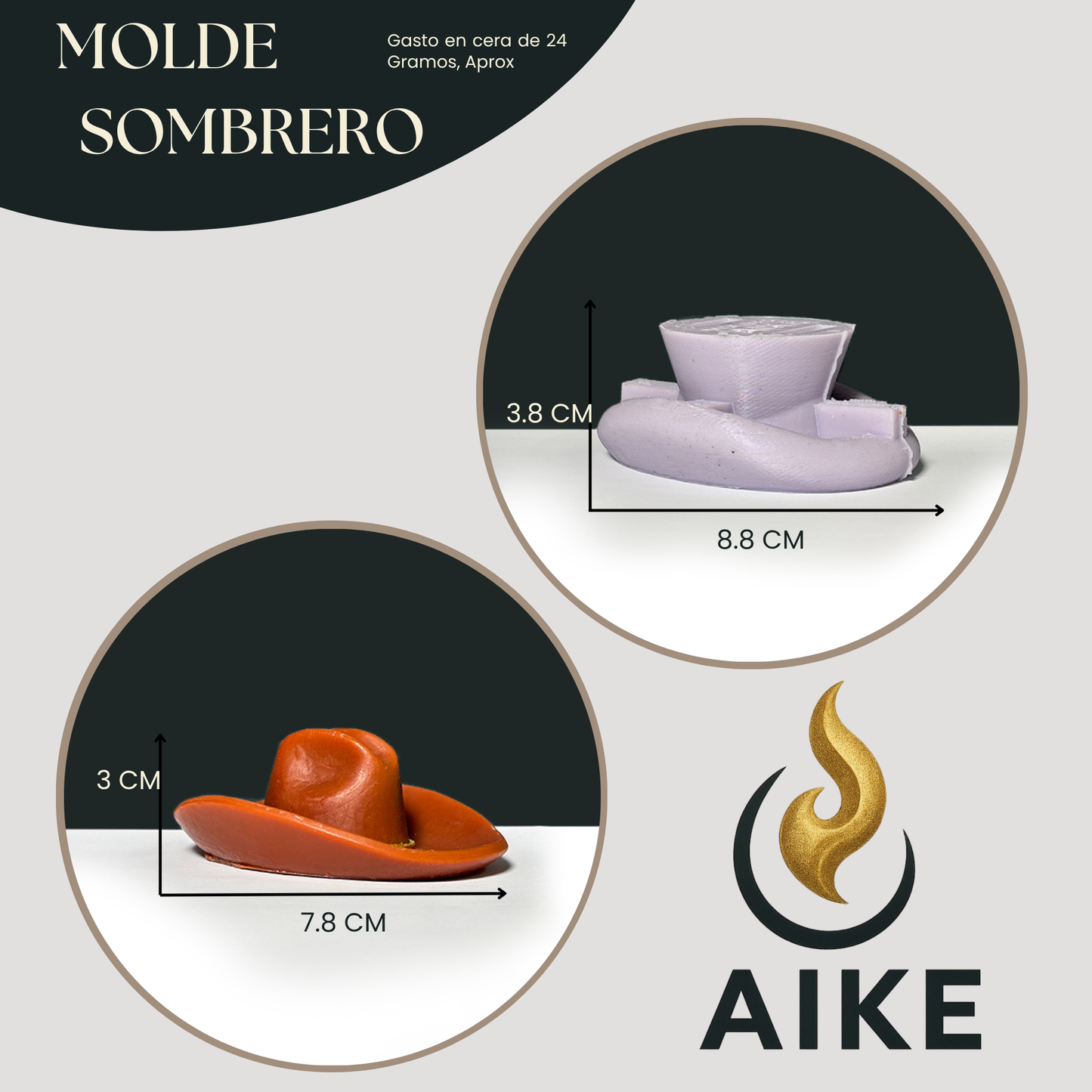 Molde Sombrero de Vaquero para Velas | Molde de Silicona Cowboy 3D